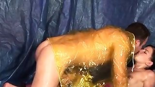 Teen couple bangs baby sitter Oiled up..